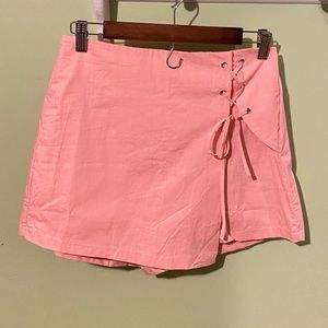 hyfve light pink lace up wrap front skort medium m